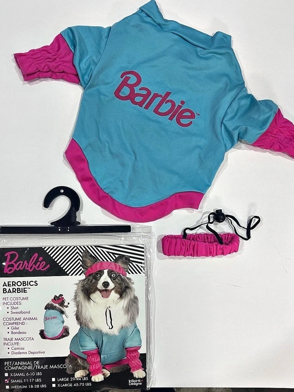 Barbie Aerobics Barbie Pet Costume Pet Costume Blue & Pink Small NWT